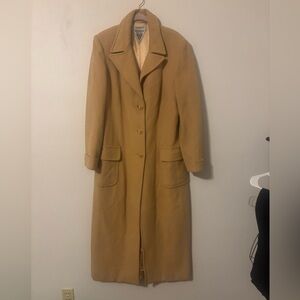 Marvin Richards Tan Trench Coat with Wide Lapel Collar